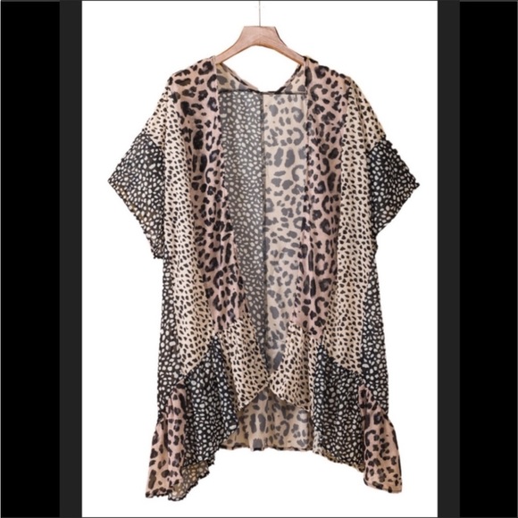 #27 Plus Size Leopard & Animal Print Ruffle Kimono/Duster * - Picture 8 of 11